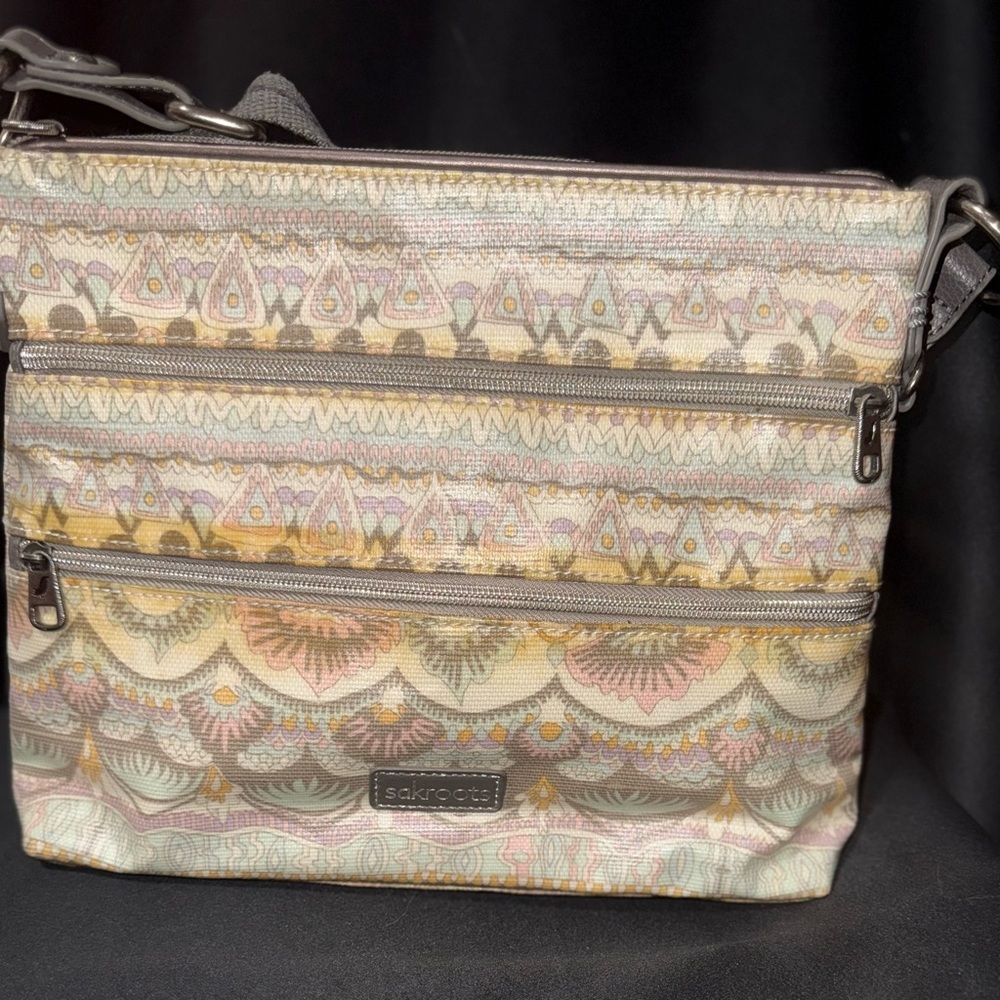 Sakroots Artist Circle Pastel Peace Elephant Crossbody Purse